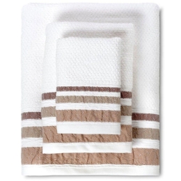 Πετσέτες Plade (Σετ 3Τμχ) 02.531.10 White-Beige Cryspo Trio Σετ Πετσέτες 70x140cm 100% Βαμβάκι
