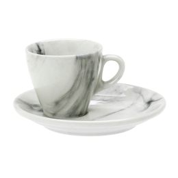 Φλυτζάνι Καφέ Με Πιατάκι Onyx 47.900.17 White-Grey Cryspo Trio Πορσελάνη