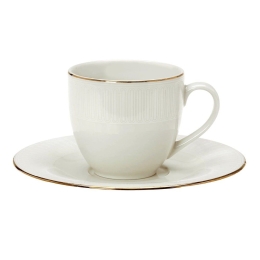 Φλυτζάνι Τσαγιού Με Πιατάκι 03.100.16 250ml Ivory-Gold Cryspo Trio Πορσελάνη