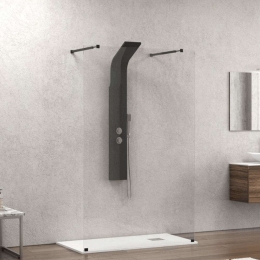 Πάνελ Ντουζιέρας Σταθερό Walkin 3 WAL3N158 Clear-Black Karag 158X200 Αλουμίνιο