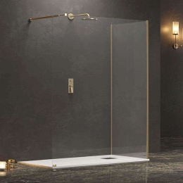 Πάνελ Ντουζιέρας Σταθερό Walkin 4 WAL4O12080 Clear-Gold Karag 120X80cm Αλουμίνιο