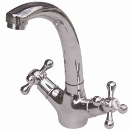 Μπαταρία Νιπτήρος Leda 23-0506 Βαρέως Τύπου Chrome Gloria Μέταλλο