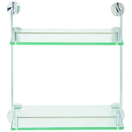 Ραφιέρα Εταζέρα Με 2 Ράφια Serto 43-6702 34x20x36cm Chrome-Clear Gloria Μέταλλο,Γυαλί