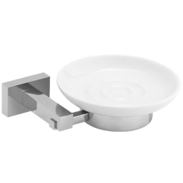 Σαπουνοθήκη Siluetta 43-0259 Chrome-White Gloria Πορσελάνη,Μέταλλο