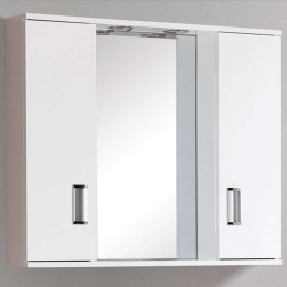 Καθρέπτης Μπάνιου Με Ντουλάπι Fino 15-0010 15x78x67cm Με Δύο Φώτα White Gloria PVC