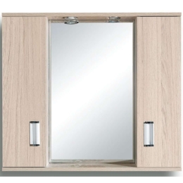 Καθρέπτης Μπάνιου Με Ντουλάπι Fino 48-0010 72x68x13,5cm Με Δύο Φώτα Zebra Gloria PVC