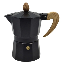 Καφετιέρα Espresso Με Ξύλινο Χέρι 807628 150ml Black Ankor Ανοξείδωτο Ατσάλι