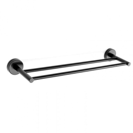 Κρεμάστρα Πετσέτας Διπλή Uno 1252 55 50cm Black Karag Ανοξείδωτο Ατσάλι