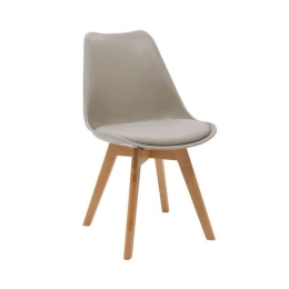 Καρέκλα Gaston pakoworld PP-PU γκρι-φυσικό πόδι 53.5x48.5x83εκ