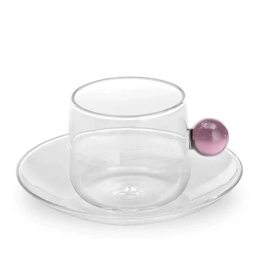Φλυτζάνι Τσαγιού Bilia BA00708 220ml Pink-Clear Zafferano Γυαλί