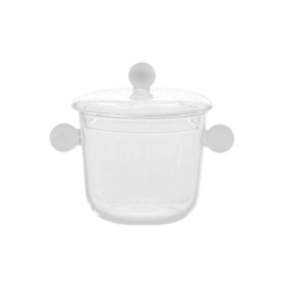 Δοχείο Με Καπάκι Και Λαβές Bilia BA02701 10x12cm 500ml White-Clear Zafferano Γυαλί