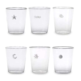 Ποτήρι Symbols (Σετ 6Τμχ) SY00199 400ml Clear-Silver Zafferano Γυαλί