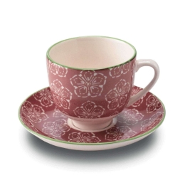Φλυτζάνι Καφέ Με Πιατάκι Tue TU01008 140ml Pink Zafferano Κεραμικό