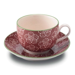 Φλυτζάνι Τσαγιού Με Πιατάκι Tue TU01108 270ml Pink Zafferano Κεραμικό