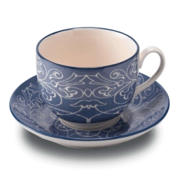 Φλυτζάνι Τσαγιού Με Πιατάκι Tue TU01116 270ml Turquoise Zafferano Κεραμικό
