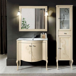 Έπιπλο Μπάνιου Νιπτήρα Με Καθρέπτη Martina 90x50x83cm/90x2x70cm Ivory Bluelife Beech