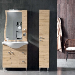 Έπιπλο Μπάνιου Νιπτήρα Με Καθρέπτη Onda 75x51x195cm Natural Oak Bluelife Μελαμίνη