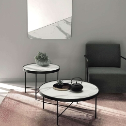 Τραπεζάκι Σαλονιού Chris Φ60x48cm White-Marble Capodarte