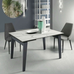 Τραπέζι Επεκτεινόμενο Niky 140x90x76cm White Marble-Anthracite Capodarte