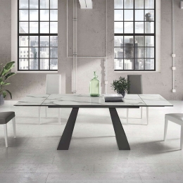 Τραπέζι Επεκτεινόμενο Tristan 160x90x76cm White Marble-Anthracite Capodarte