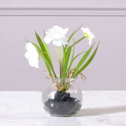 Τεχνητό Φυτό Ανεμώνη 1750-6 15x18cm White-Green Supergreens Πολυέστερ
