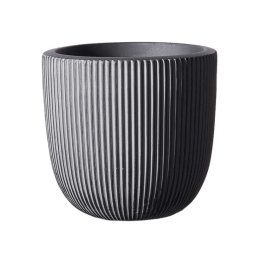 Κασπώ Πήλινο Στρογγυλό Stripe L C-4940-8 37x37x33cm Grey Supergreens Πηλός