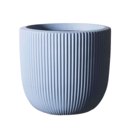 Κασπώ Πήλινο Στρογγυλό Stripe M B-6940-8 31x31x28cm Blue Supergreens Πηλός