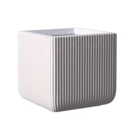 Κασπώ Πήλινο Τετράγωνο Stripe S A-0050-8 24x24x23cm White Supergreens Πηλός