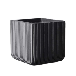 Κασπώ Πήλινο Τετράγωνο Stripe S A-9940-8 24x24x23cm Grey Supergreens Πηλός