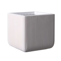 Κασπώ Πήλινο Τετράγωνο Stripe XL D-0050-8 44x44x38cm White Supergreens Πηλός