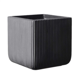 Κασπώ Πήλινο Τετράγωνο Stripe XL D-9940-8 44x44x38cm Grey Supergreens Πηλός
