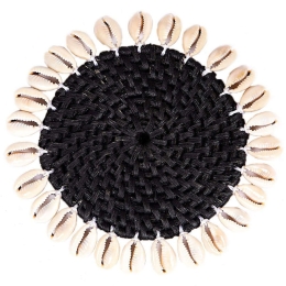 Σουβέρ Κοχύλια 7130-2 Φ10cm Black Supergreens Rattan