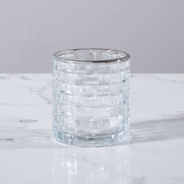 Κηροπήγιο Silver 3900-3 7x7x7cm Clear Supergreens Γυαλί