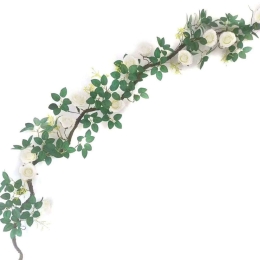 Τεχνητή Γιρλάντα Τριαντάφυλλο Garden 0881-7 240cm White Supergreens Ύφασμα,Πλαστικό