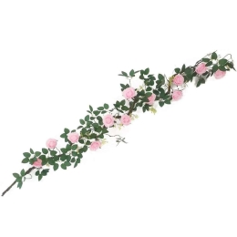 Τεχνητή Γιρλάντα Τριαντάφυλλο Garden 1881-7 240cm Pink Supergreens Ύφασμα,Πλαστικό