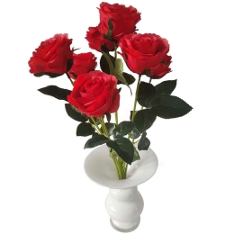 Τεχνητό Μπουκέτο Τριαντάφυλλο Royal 6781-7 55cm Red Supergreens Ύφασμα,Πλαστικό