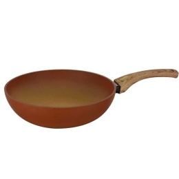 Τηγάνι Wok Αντικολλητικό Terracotta ΑC850328 Φ28cm Natural-Terracotta Marva 28cm Αλουμίνιο