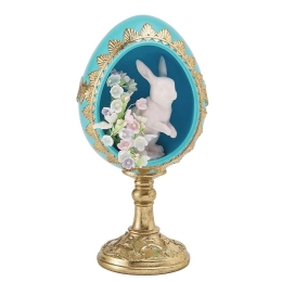 Διακοσμητικό Αντικείμενο Αυγό 658072 21cm Turquoise-Gold Marva Πολυρεσίνη