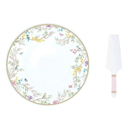 Τουρτιέρα Με Σπάτουλα Birds Melody (Σετ 2Τμχ) 1112BIME Φ32cm Multi Easy Life Πορσελάνη