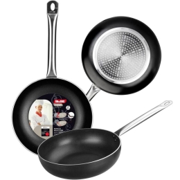 Τηγάνι Wok Αντικολλητικό 403128 Φ28cm Inox-Black Ibili 28cm Αλουμίνιο