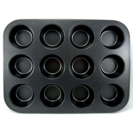 Φόρμα Muffins Αντικολλητική 12 Θέσεων Moka 820501 35x27x3cm Black Ibili Αλουμίνιο