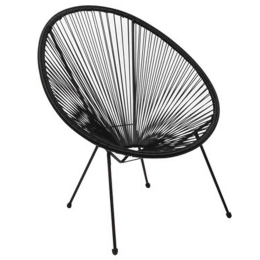 Πολυθρόνα Acapulco Ε245,2 Μέταλλο Μαύρο/Rattan Μαύρο