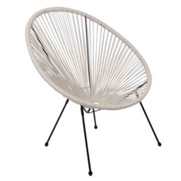 Πολυθρόνα Acapulco Ε245,1 Μέταλλο Μαύρο/Rattan White