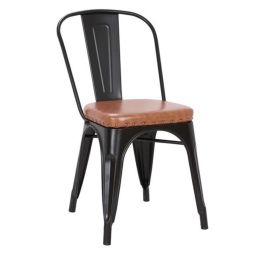Καρέκλα Relix Μεταλλική Ε5191Ρ,14Μ Μαύρη Matte/Pu Camel Μέταλλο,Τεχνόδερμα