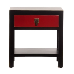 Artekko Κομοδίνο Ξύλινο "Chinoise" 47x34x50 Κόκκινο/Μαύρο
