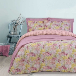 Κουβερλί 9557 Happy Yellow-Pink Das Home Υπέρδιπλο 220x240cm 100% Βαμβάκι