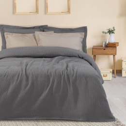 Κουβέρτα Πικέ 0474 Grey Das Home Υπέρδιπλο 220x240cm 100% Βαμβάκι