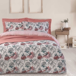 Σεντόνια 9556 Happy (Σετ 3τμχ) Mint-Ecru-Pink Das Home Μονό 170x260cm 100% Βαμβάκι