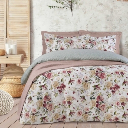 Σεντόνια Prestige 1652 (Σετ 4τμχ) Pink-Green-White Das Home Υπέρδιπλο 100% Βαμβακοσατέν