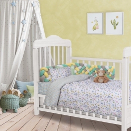 Σεντόνια Βρεφικά Baby Fun 4809 (Σετ 3τμχ) White-Green-Blue Das Home Κούνιας 130x170cm 100% Βαμβάκι